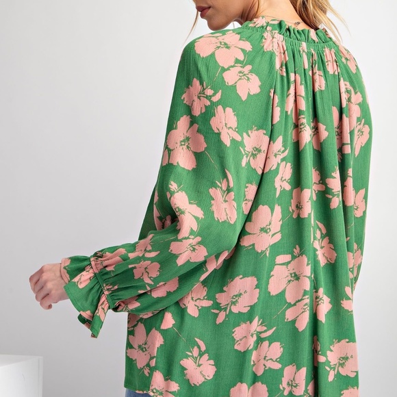 EASEL LOS ANGELES LONG SLEEVE PRINTED RAYON GAUZE TOP BLOUSE SHIRT PULLOVER 1X - Picture 5 of 6